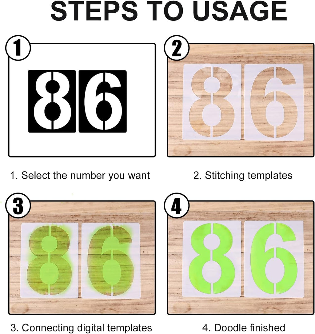 8inch Large Number Stencils, Reusable Curb Address Numbers 10pcs Plastic Parking Stencils for Painting from 0 to 9