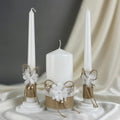 Rustic Blossom Unity Candle Set for Wedding Ceremony & Reception, Rustic Boho Handmade Wedding Candles, White