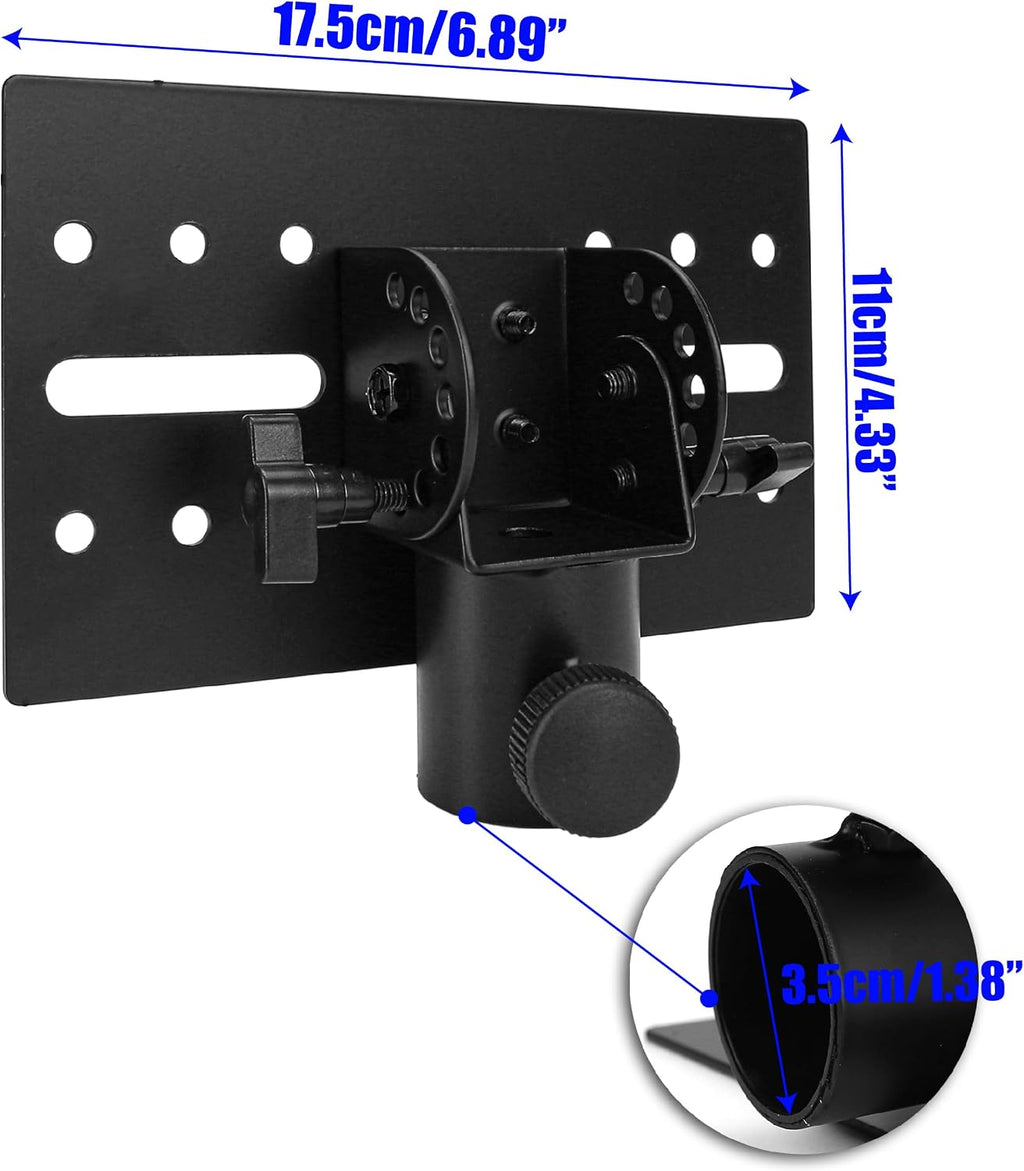 Rotatable 35mm Speaker Stand Adapter, Adjustable Metal Mount Bracket Tripod Pole DJ Top Cap, Heavy-Duty D-G Speaker
