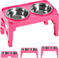 Elevated Dog Bowls with 2 Stainless Steel Dog Food & Water Raised Bowls with No Spill Edge Non-Slip Stand Adjusts to