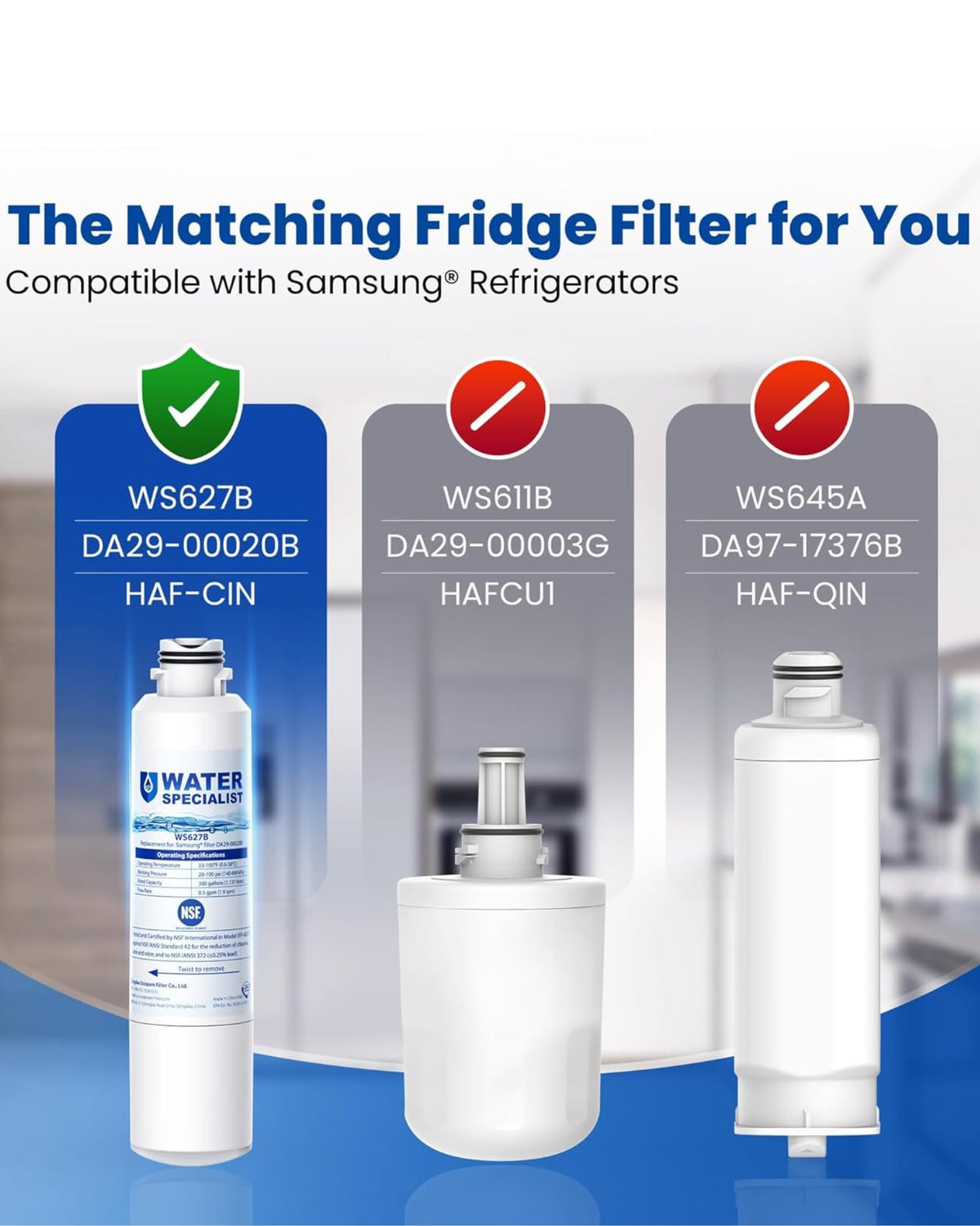 Water Filter Replacement for Samsung DA29-00020B, 3 Pack