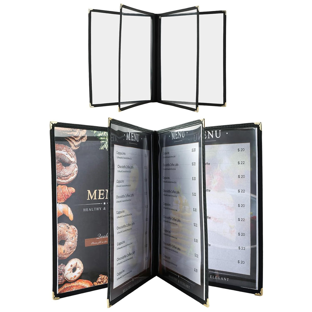 Menu Covers 8.5 x 11 Inch, 2 Pack (4 Page 8 View)