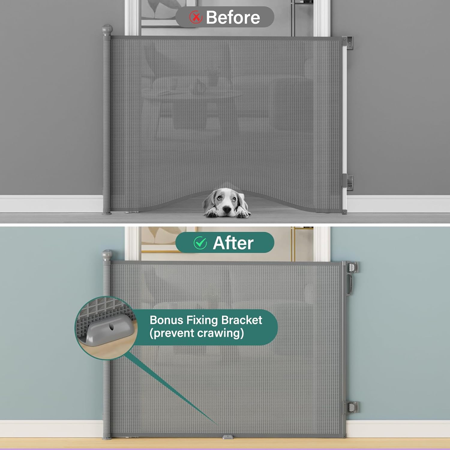 Retractable Baby Gates Extra Wide | 55" Wide x 34" Tall Dog Gates for Stairs | Indoor/Outdoor Use | Child Gates for