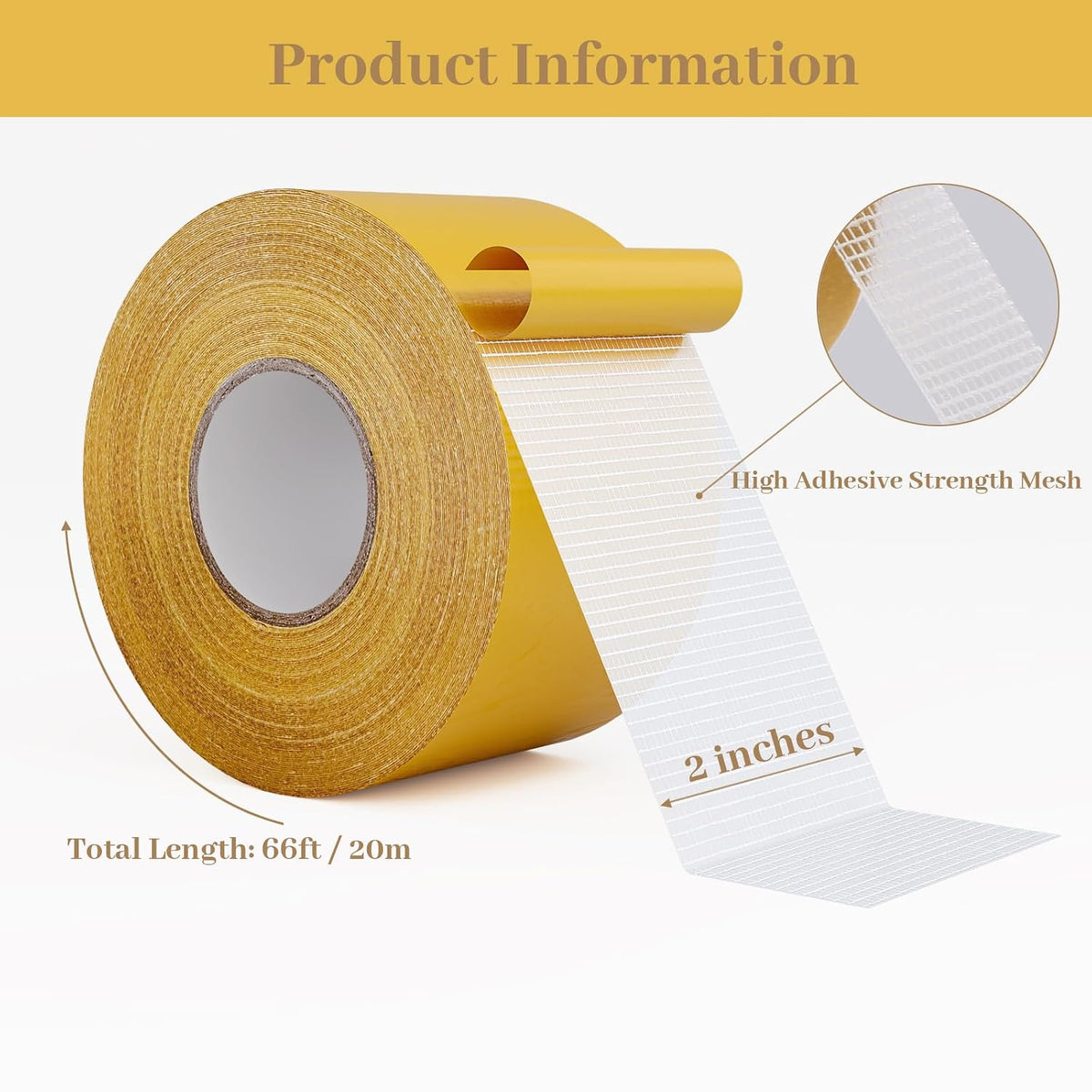 Double Sided Fabric Tape Heavy Duty Carpet Tape 2in x 66ft