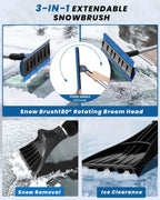 55.7" Snow Brush and Ice Scrapers for Car Windshield, Blue | Extra Long, Multi-Functional Detachable, Foam Grip, 270°