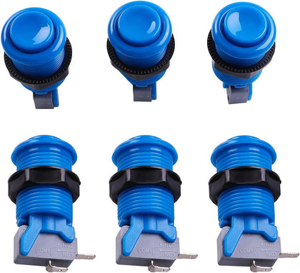 6 Piece HAPP Type Standard Arcade Push Button with Microswitch for Mame/Jamma/Arcade Video Games - 30MM Arcade