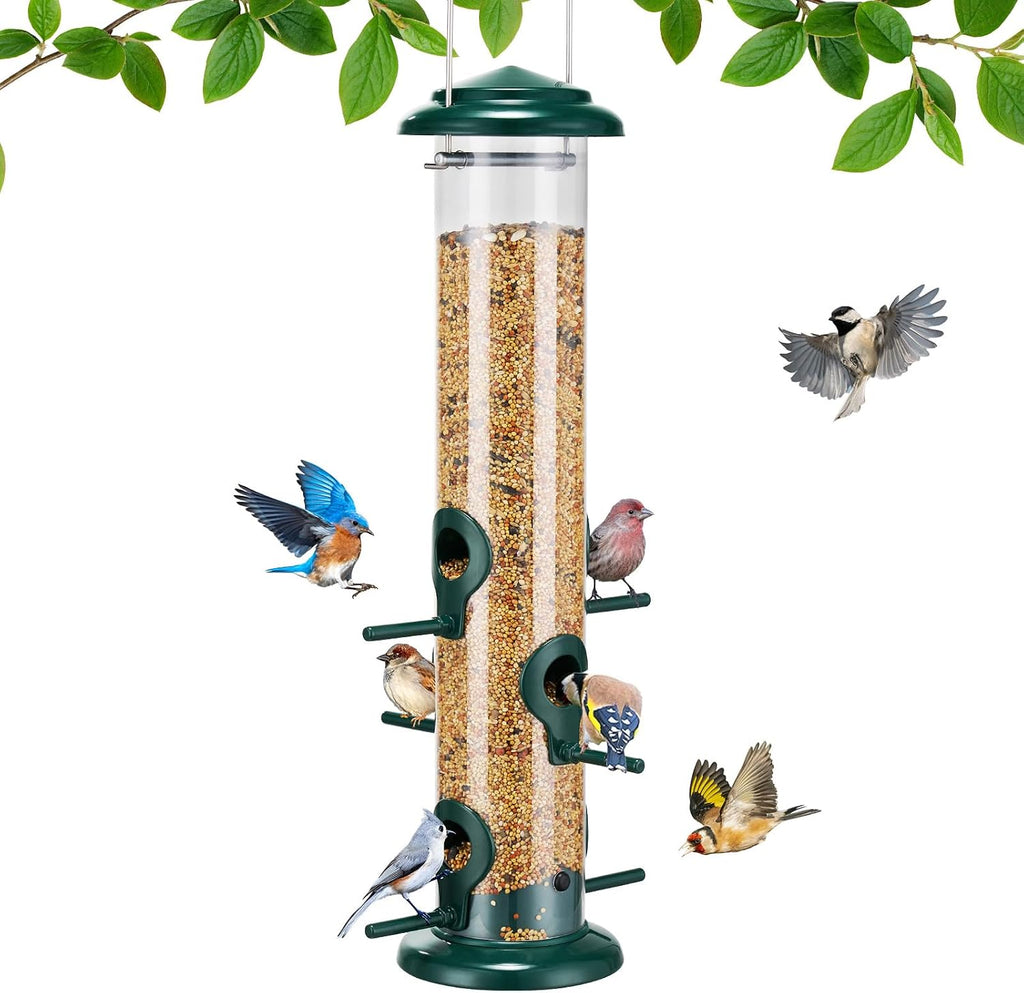 15" Metal Tube Bird Feeders for Outdoors Hanging