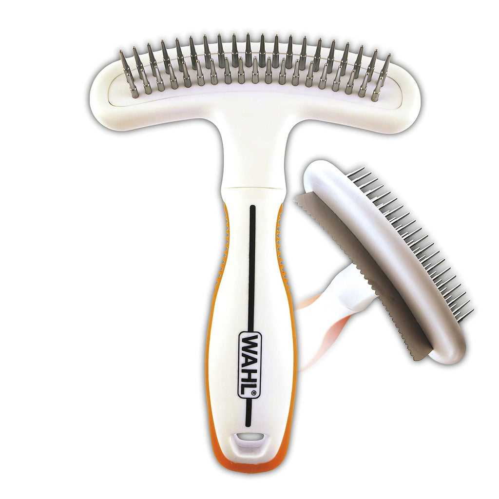 2-in-1 Combination Double Row Pet Rake with Hair Shedding Blade