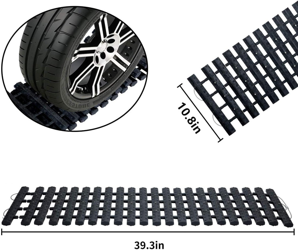 Emergency Devices 2 pcs Tire Traction Mats 39.3" (L) x 10.8" (W), Portable for Snow, Ice, Mud, and Sand Used to Car