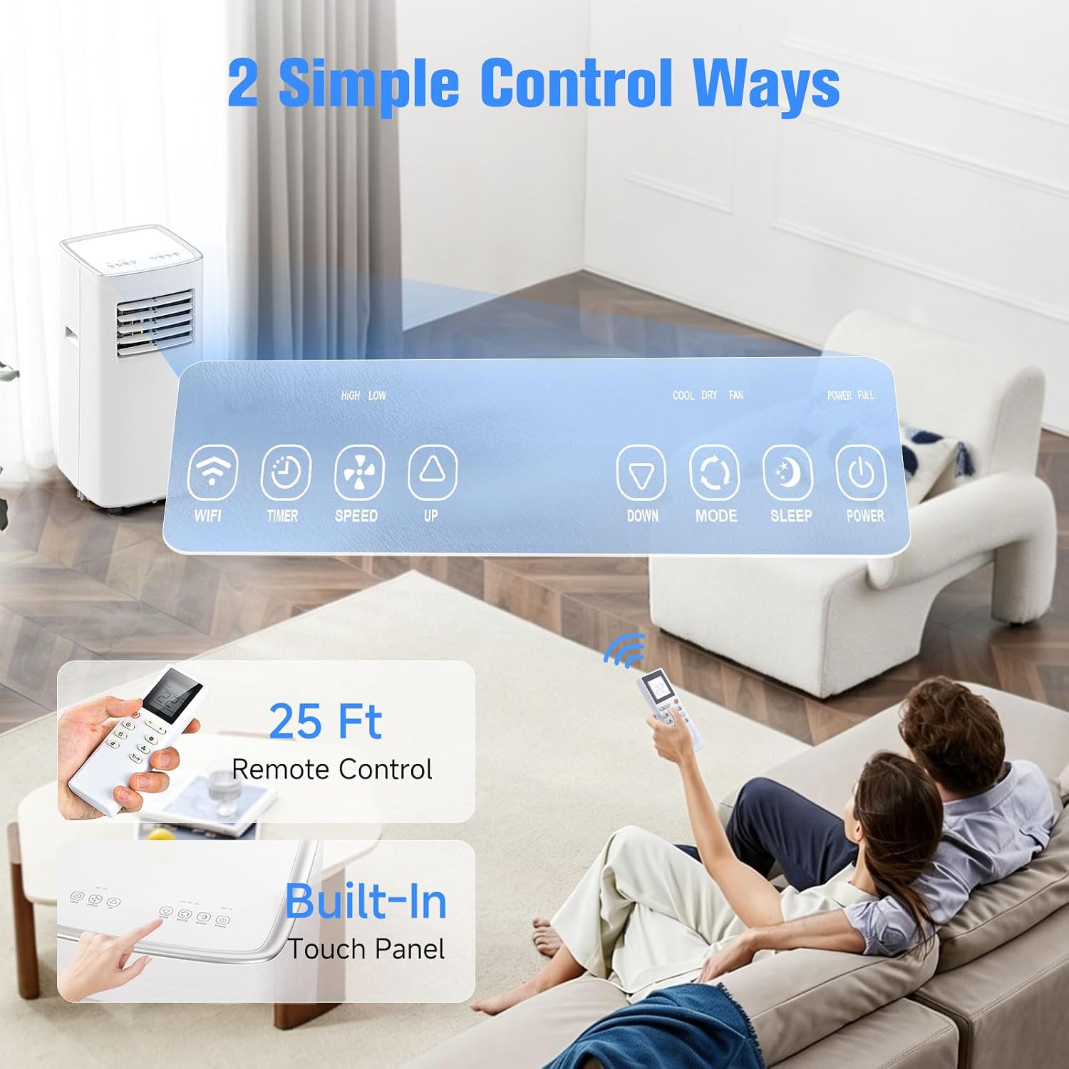 Portable Air Conditioner, 3-in-1 8500 BTU AC Unit with Fan & Dehumidifier – Quiet Cooling for Bedroom, Home Office up