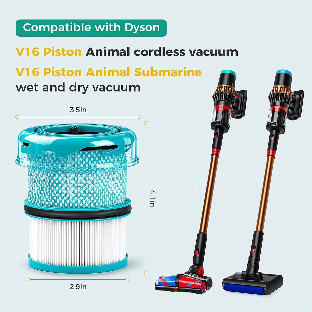 3 Pack Filter for Dyson V16 Piston Animal & V16 Submarine DS60