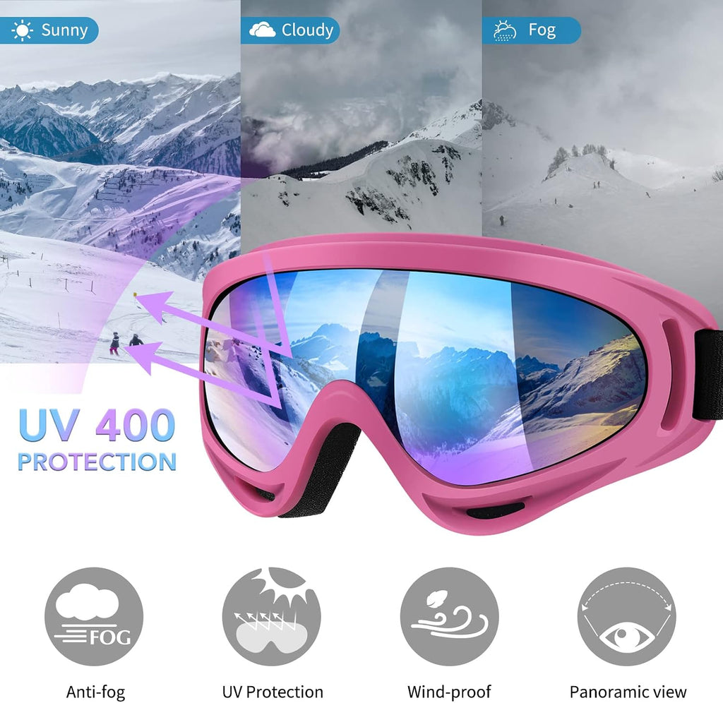 4-Pack Ski Goggles Snow Goggles for Men Women Kids Youth Adults Boys Girls,Snowboard Motorcycle goggles ATV Glasses