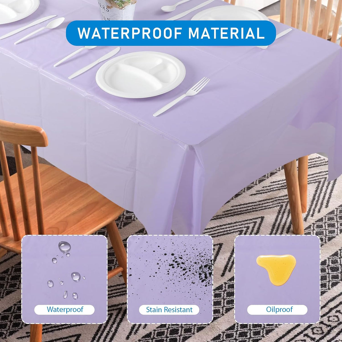 Disposable Tablecloth 12 Packs (Assorted Colors, Rectangular)