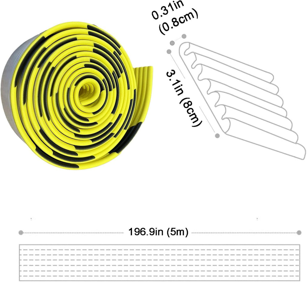 16.4ft/5m High-Visibility Edge Guard, Self-Adhesive Thick Foam Safety Bumper Roll, Yellow Black Edge Corner Protector
