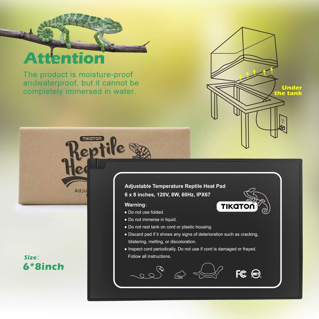 Reptile Heat Pad - Adjustable Temperature Under Tank Heater for 10-20gal/30-40gal Tank, Terrarium Heat Mat for
