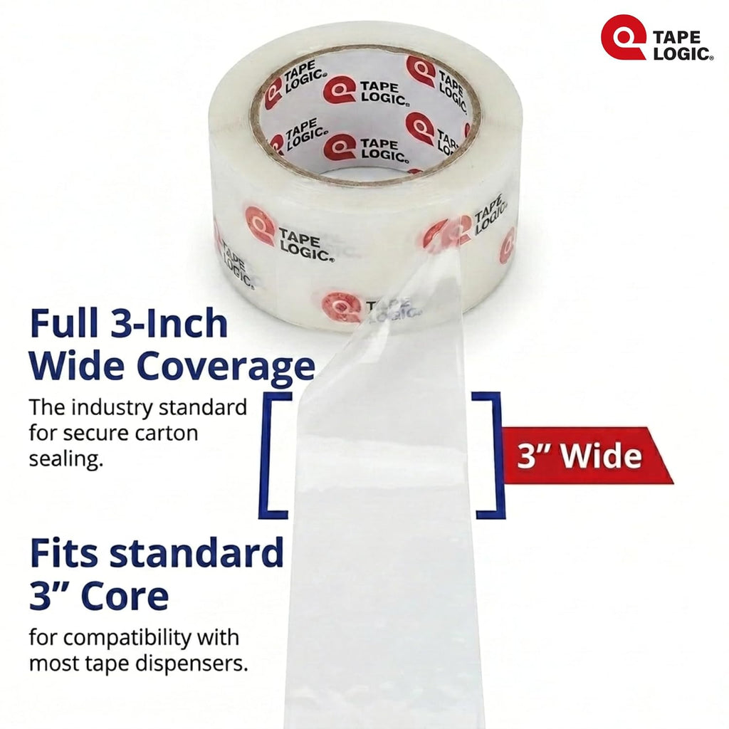 Packing Tape (6-Rolls), 3" x 110 yd - Strong Packaging Tape Refill for Shipping, Moving, Order Fulfillment, Acrylic