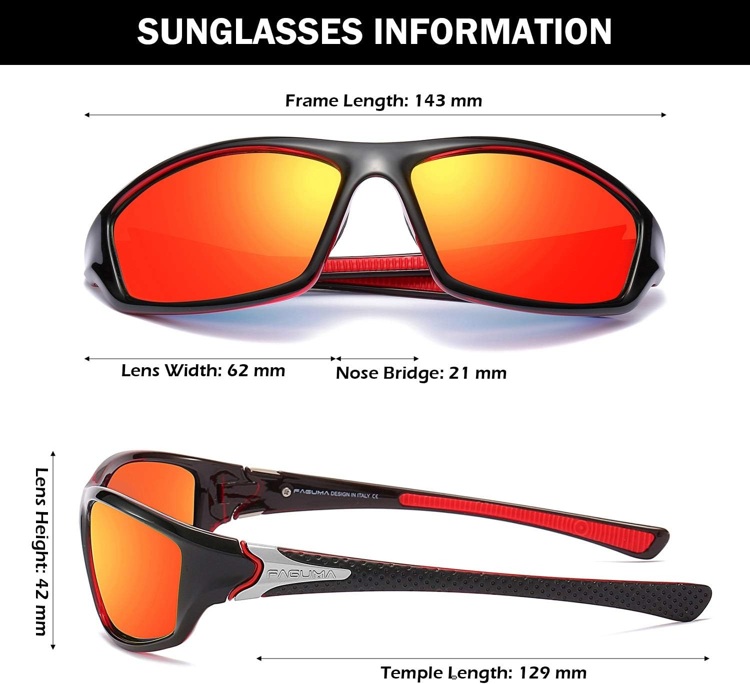 Sports Polarized Sunglasses For Men UV400 Protection | Cycling Driving Fishing