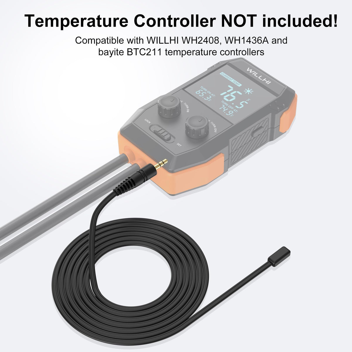 WILLHI Temperature Sensor Probe, Saltwater-Proof for Aquarium