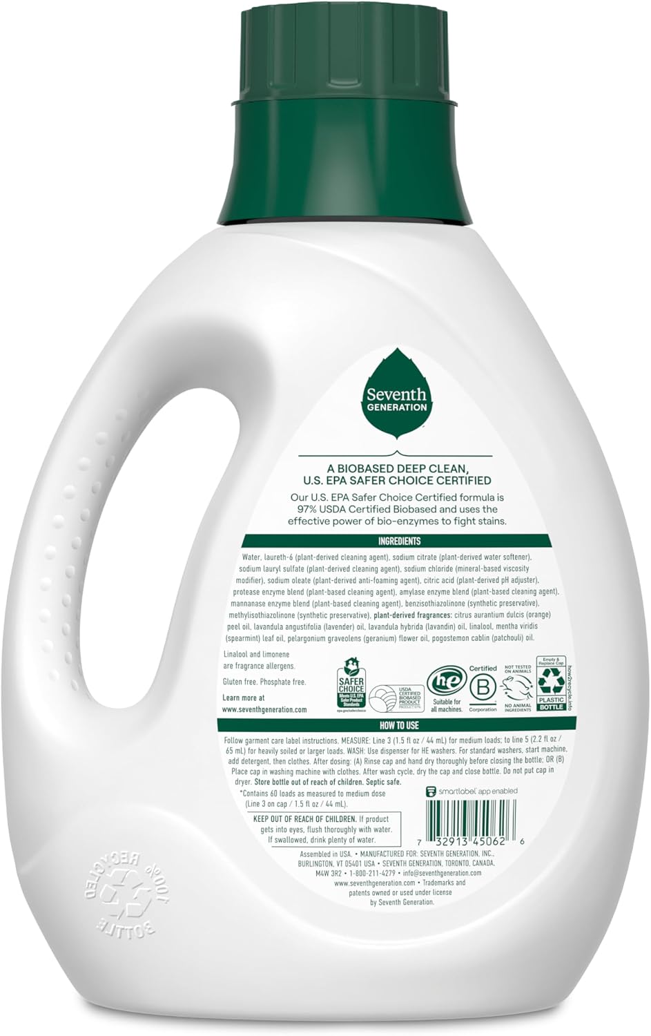 Liquid Laundry Detergent, Fresh Lavender Scent, 60 Loads, Fights Stains, 90 Fl Oz