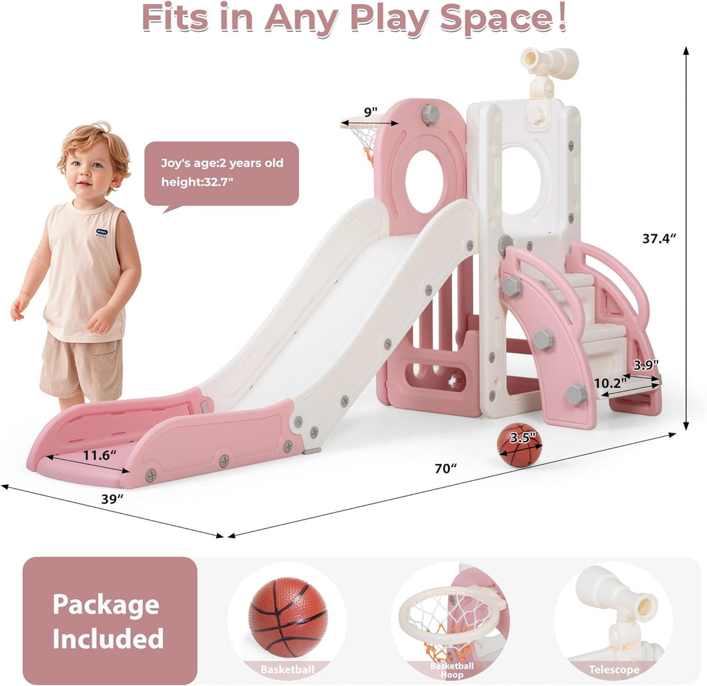 6 in 1 Toddler Slide, Indoor Slide for Toddlers 1-3, Freestanding Kids Slide and Climber for Inside Playground