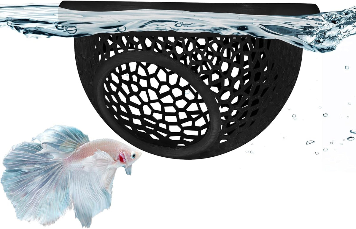 Floating Betta Hide & Shrimp Cave – 3D Printed Aquarium Decor, Multi-Functional Hammock, Feeding Ring & Safe Resting