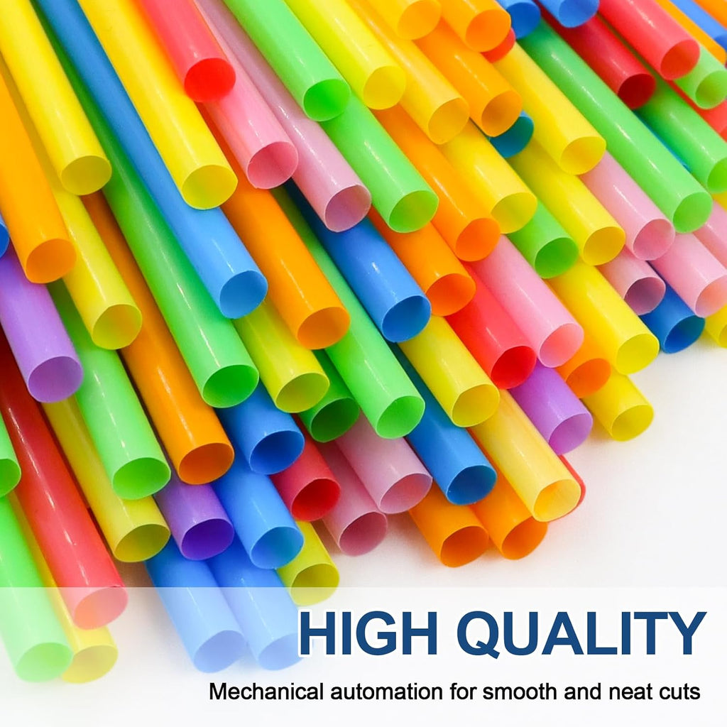 [200 Pack] 8.5" High Multicolour Flexible Plastic Straws