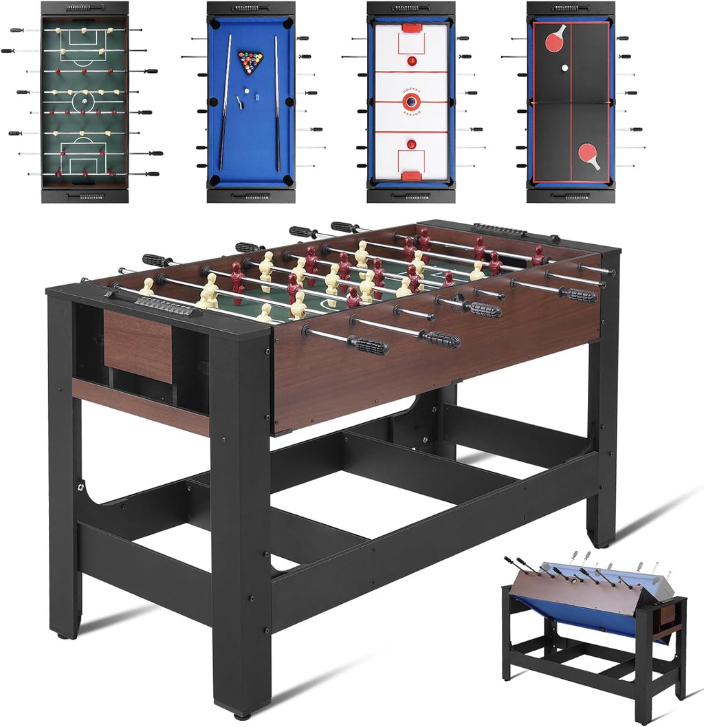 54" 4-in-1 Swivel Multi-Game Table -Combo Game Table Set for Kids, Adults - Indoor and Outdoor Arcade Sports Table