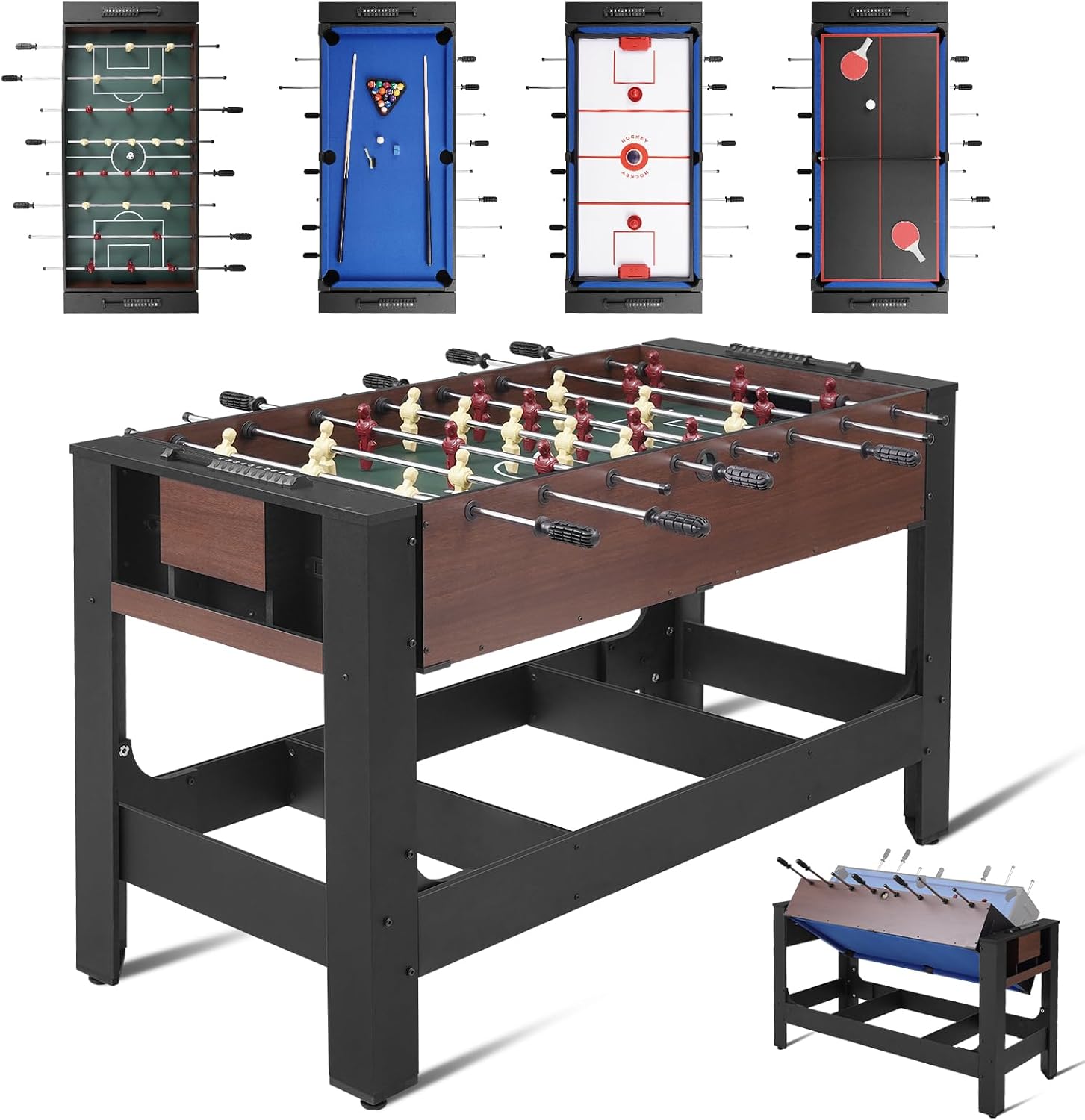 54" 4-in-1 Swivel Multi-Game Table -Combo Game Table Set for Kids, Adults - Indoor and Outdoor Arcade Sports Table