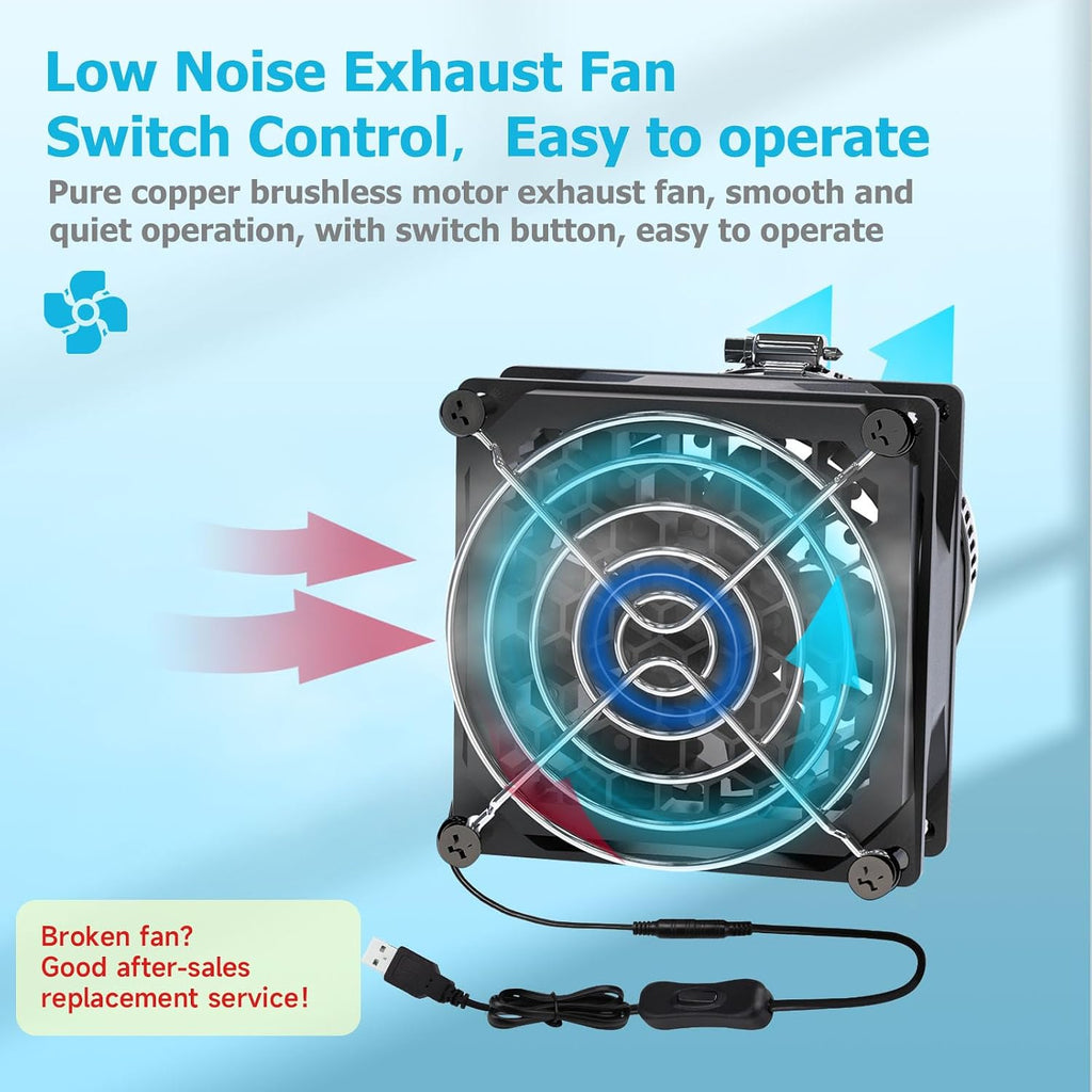 Fan Fume Extraction Kit for 3D Printer Enclosure, Exhaust Pipe with Low Noise Exhaust Fan, Efficient Ventilation