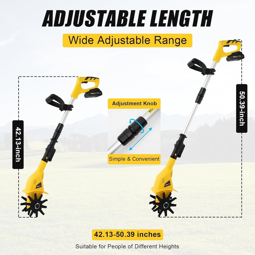Cordless Electric Garden Tiller Cultivator, Lightweight Rototiller for Gardening,7.8-Inch Tilling Width,5-Inch Depth