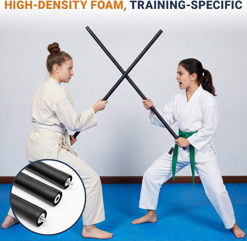 4ft & 6ft Collapsible Foam-padded Bo Staff, Safe Martial Arts Training & Practice Stick for Beginners, Escrima &