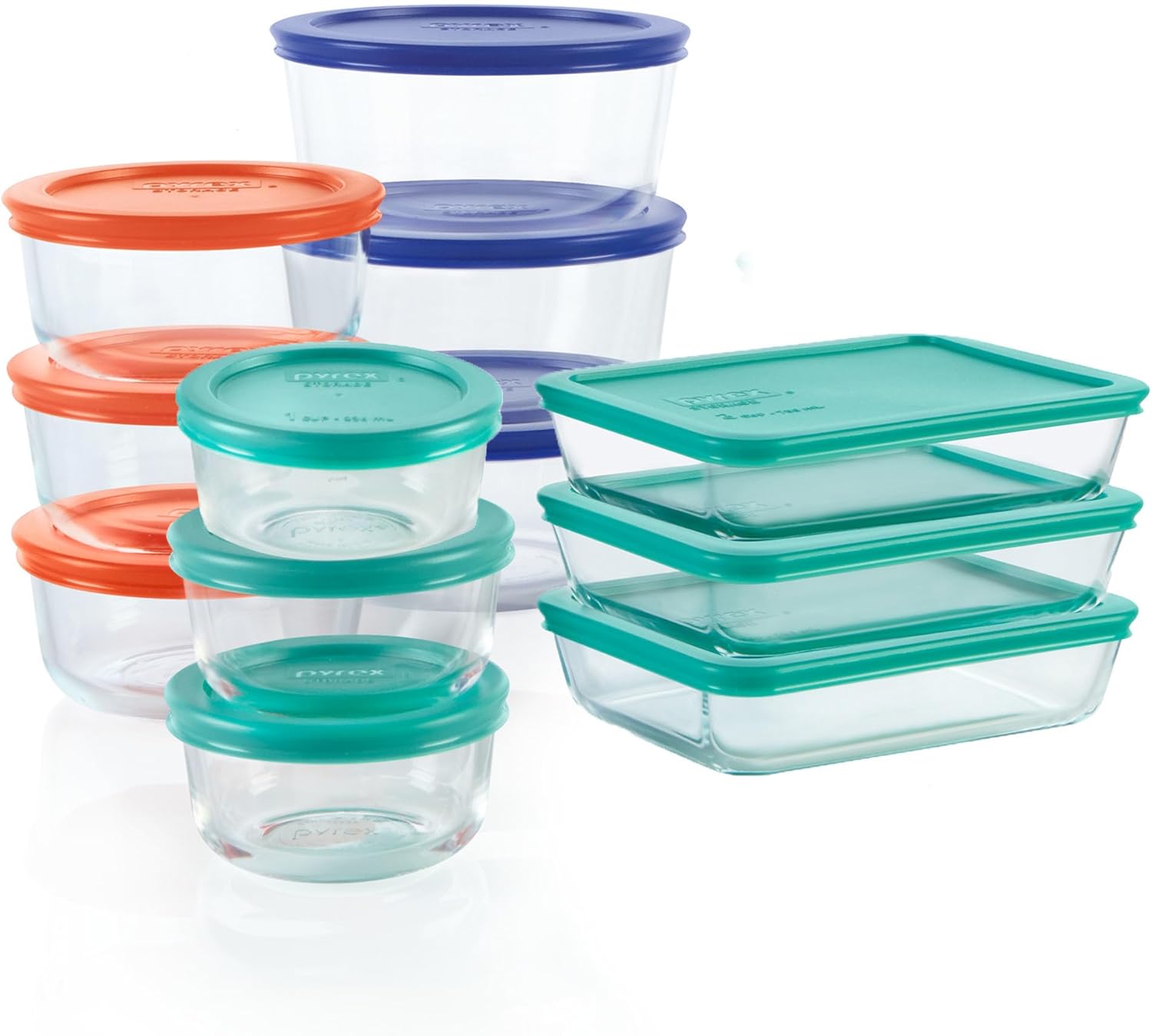 Simply Store (12-Pack) Glass Food Storage Containers Set, (1, 2, & 3 Cup) Meal Prep Containers with Plastic BPA-Free