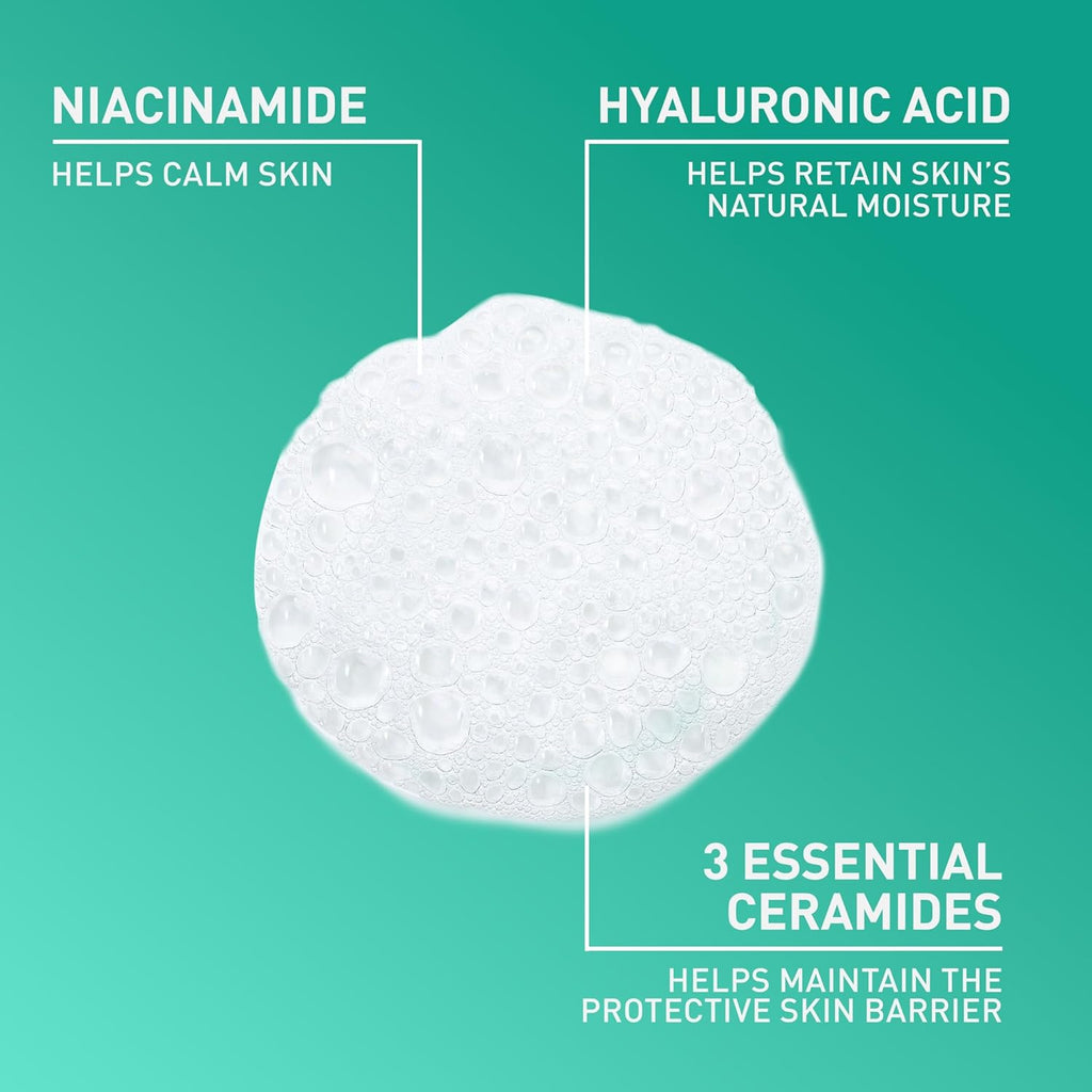 Foaming Facial Cleanser, Daily Face Wash for Oily Skin, Hyaluronic Acid + Ceramides + Niacinamide, Fragrance Free