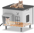17.7"x17"x17.5" Indestructible Heated Cat House for Outside Winter, Weatherproof Outside Cats Shelter with Safety