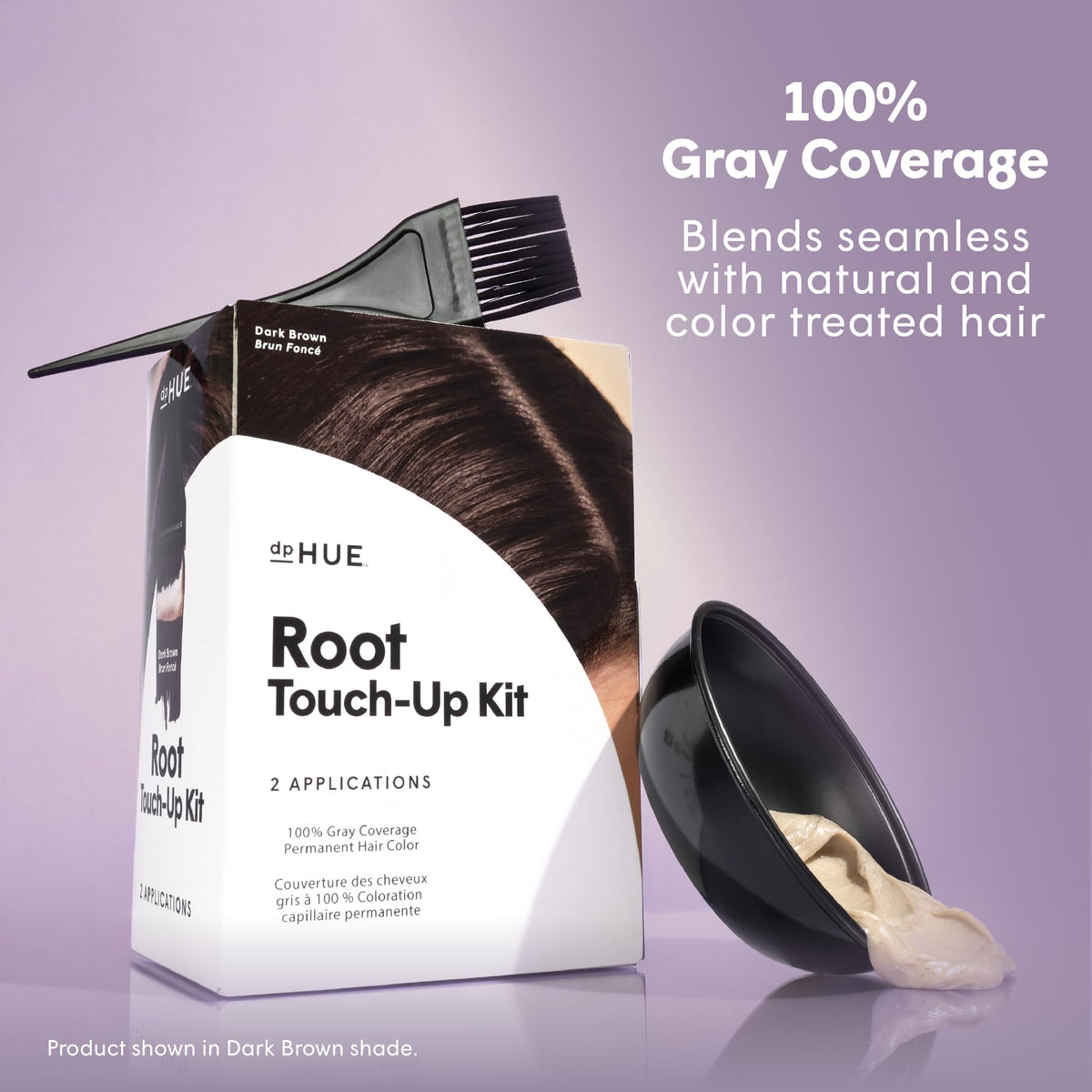 Root Touch-Up Kit, Black - Permanent Hair Color for Gray Coverage - Includes Two Applications - Paraben, SLS & SLES