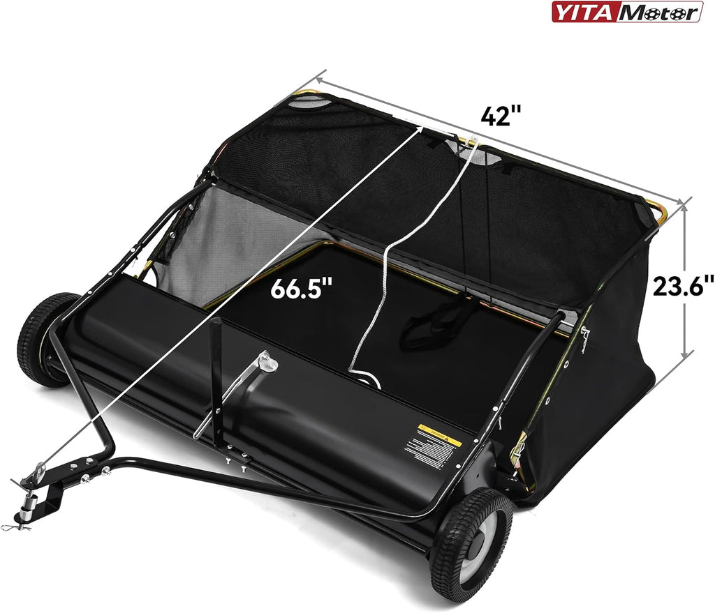 42" Tow Behind Lawn Sweeper, 20 cu. ft. Leaf Collector