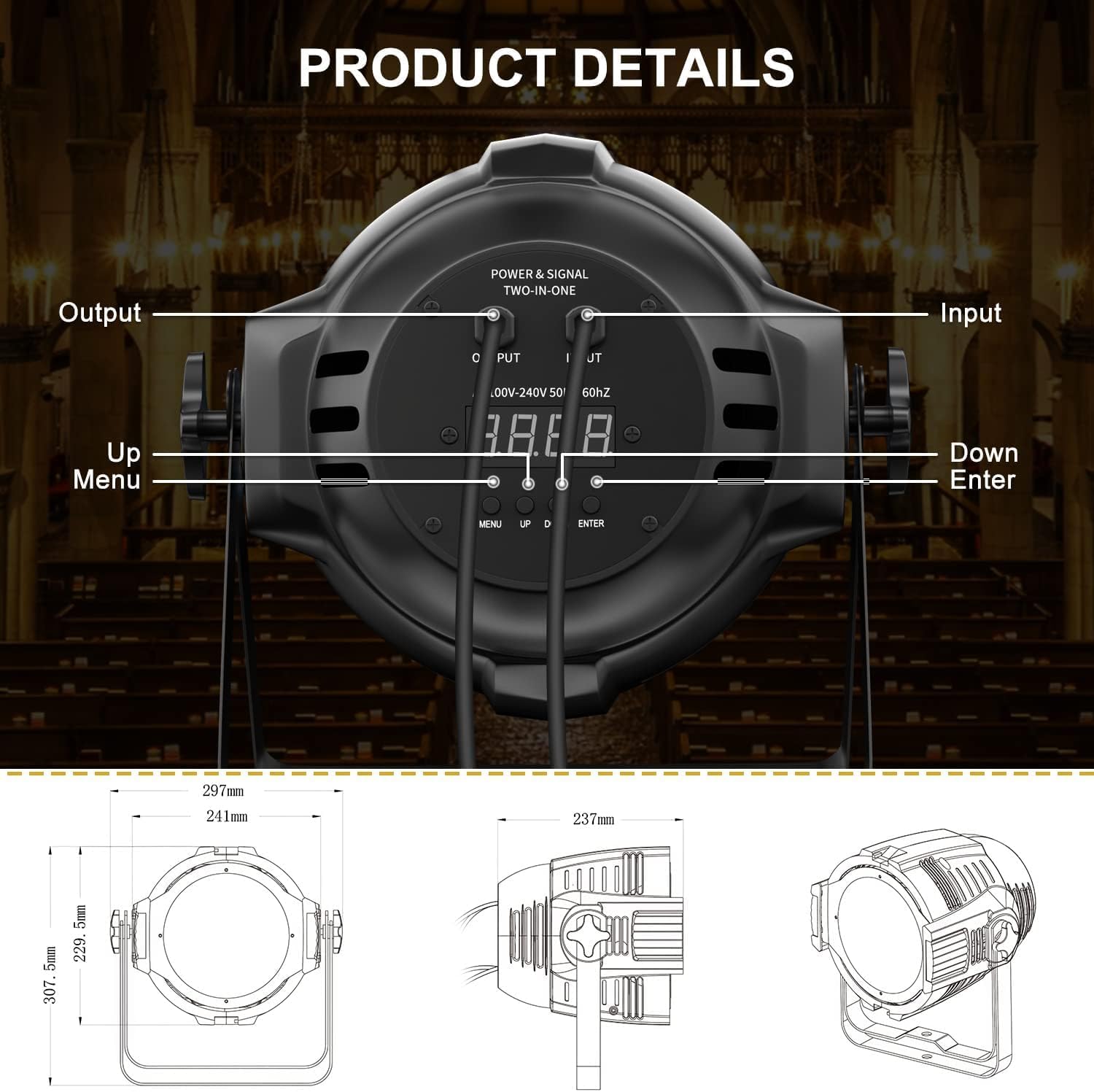 54*2W Warm/Cold White LED DMX COB Stage Spotlights for Concert(4) | 120W,Ra>90,Warm/Cold White,High