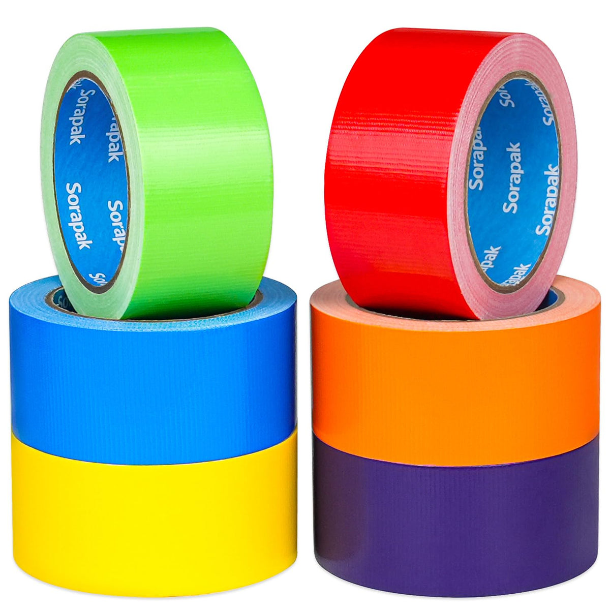 Colored Duct Tape 6 Rolls, 2 in x 20 yd, Rainbow Tape for DIY Crafts