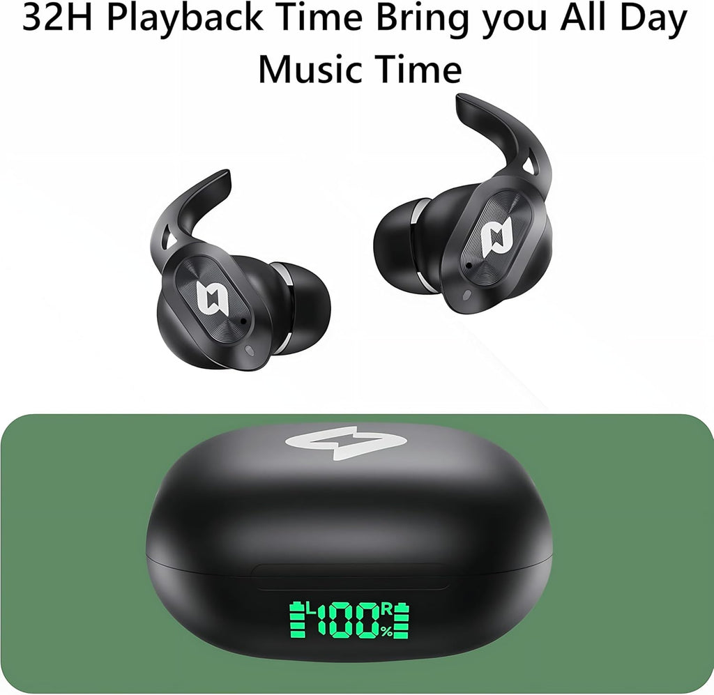 Wireless Earbuds Bluetooth Earbuds Wireless Charging Case Waterproof Headphones Built in Microphone Stereo Bass 64H