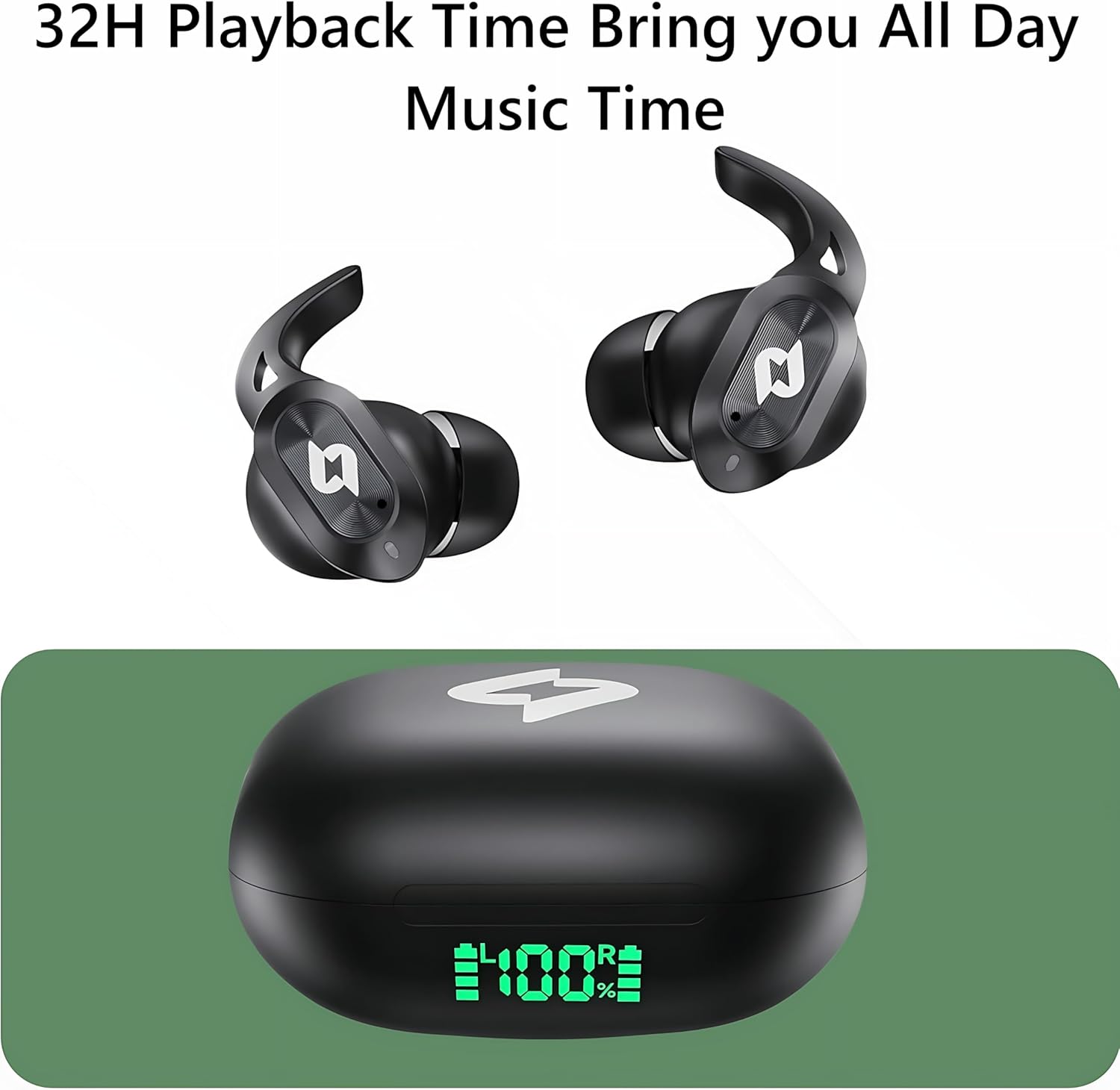 Wireless Earbuds Bluetooth Earbuds Wireless Charging Case Waterproof Headphones Built in Microphone Stereo Bass 64H