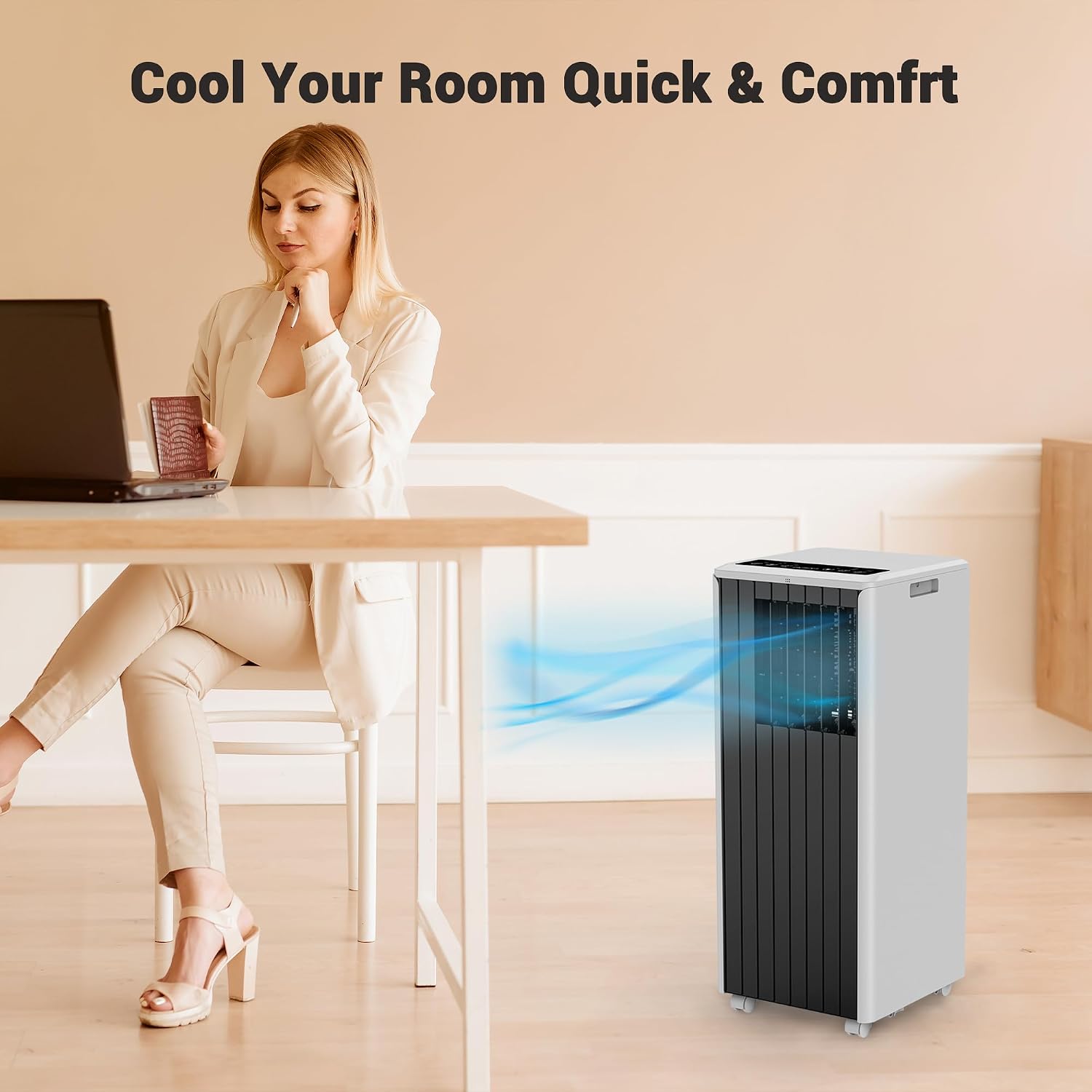 8,000 BTU Portable Air Conditioners, 4-in-1 AC Unit with Cool, Fan, Dehumidifier & Sleep Mode, Up to 350 Sq.Ft, Quiet