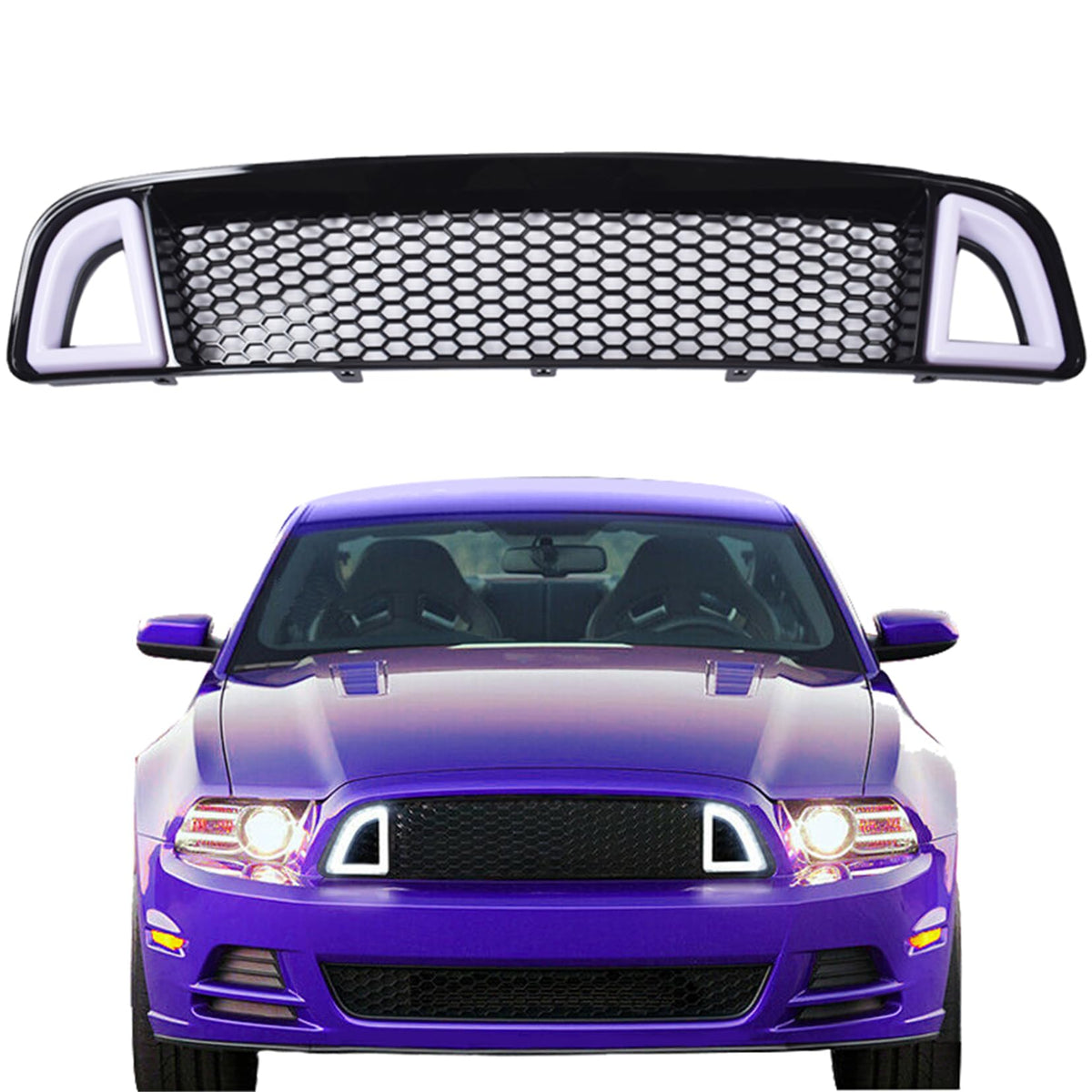 SEBLAFF Front Bumper Black Grille Replacement for M-ustang