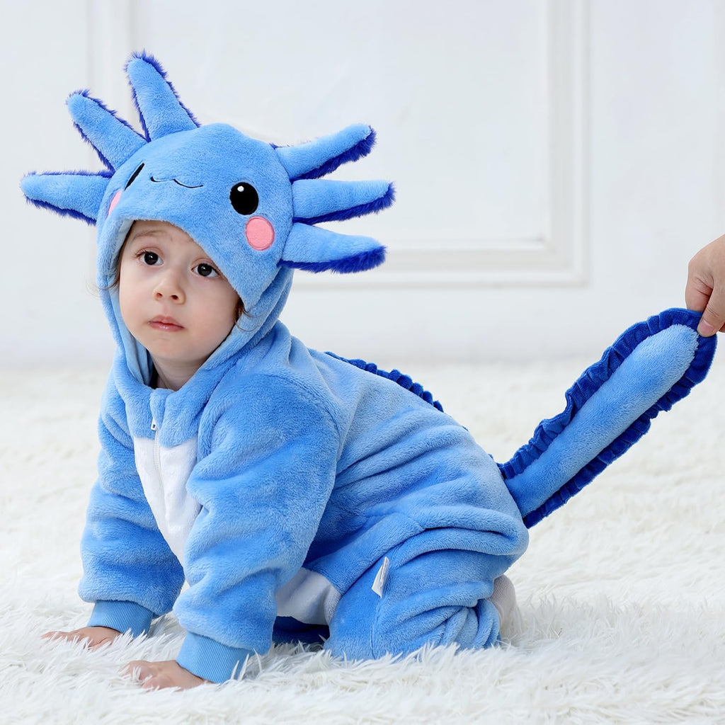 Baby Axolotl Halloween Costumes For Kids Infant Toddler Boys Girls Cute Animal Onesie Pajamas Costume Outfit