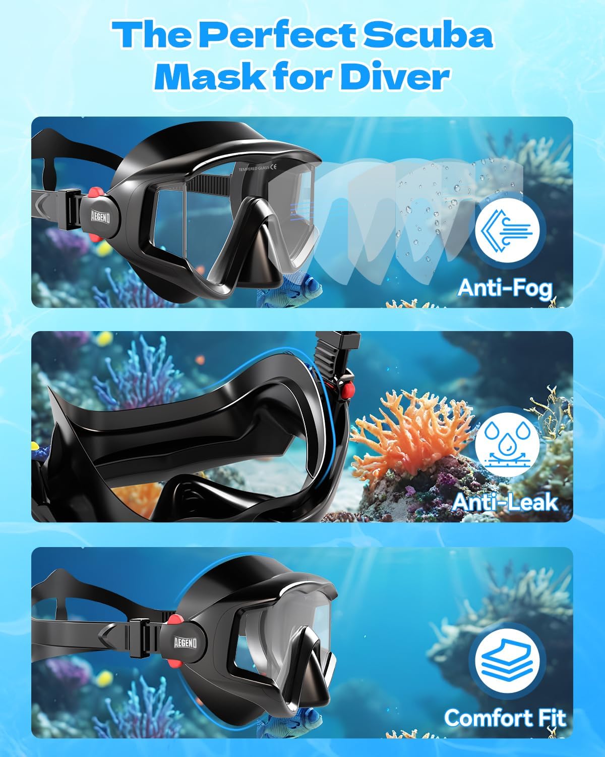 Snorkeling Gear for Adult with Travel Mesh Bag | Snorkel Mask, Dry Top Snorkel, Anti-Fog, Panoramic Wide View