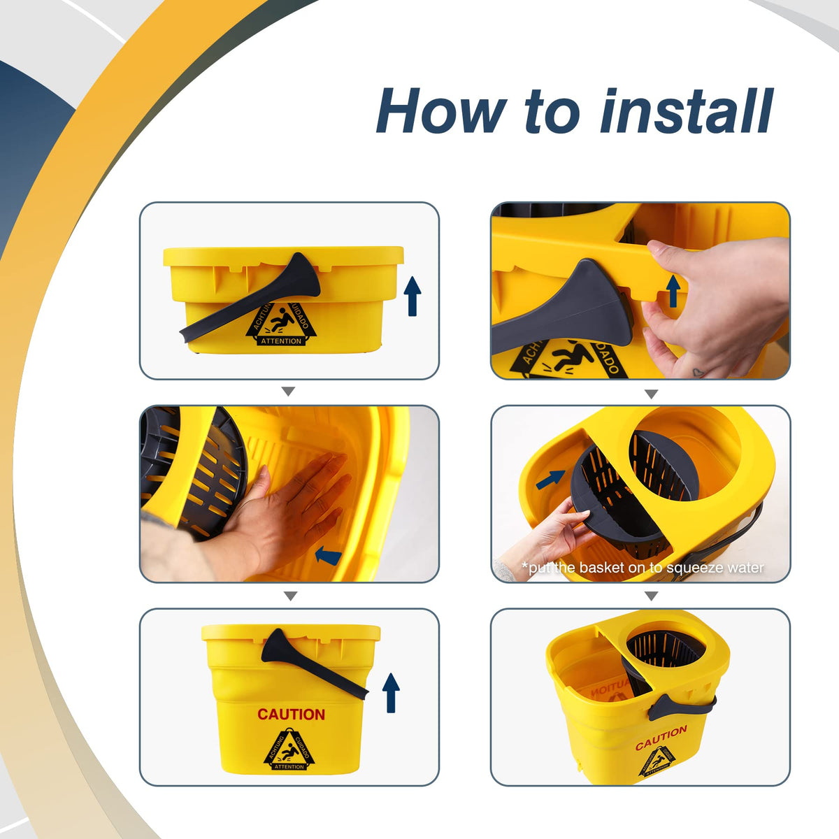 Commercial Mop Bucket with Wringer Portable Collapsible