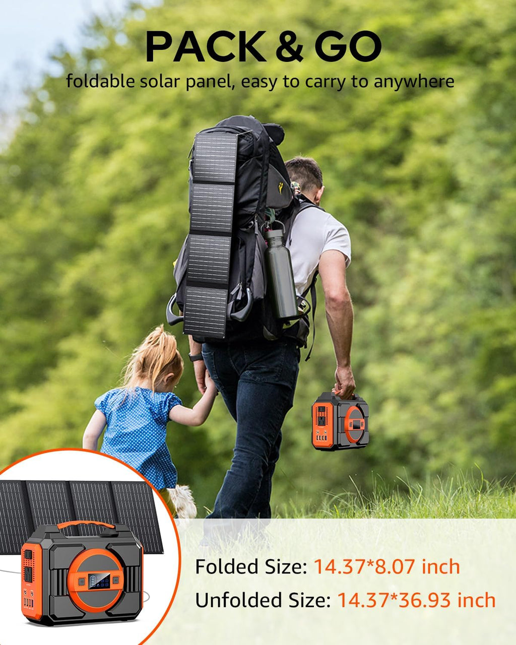 Portable Solar Generator, 300W Portable Power Station with 40W Solar Panel | 220Wh Lithium Battery Power Pack with