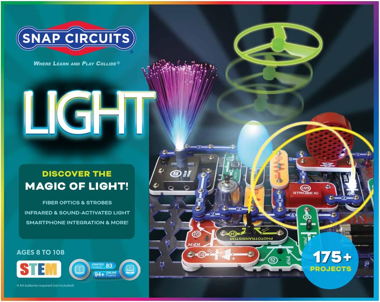 Light Electronics Exploration Kit | Over 175 Exciting STEM Projects | Full Color Project Manual | 55+ Snap Circuits