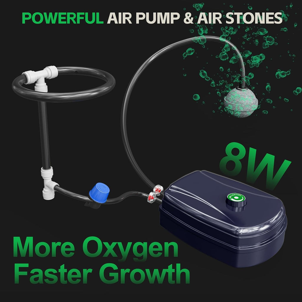 7 Gallon 2 Buckets DWC Hydroponics Grow System with Wheels | Top Drip Kit, Deep Water Culture Recirculating Drip