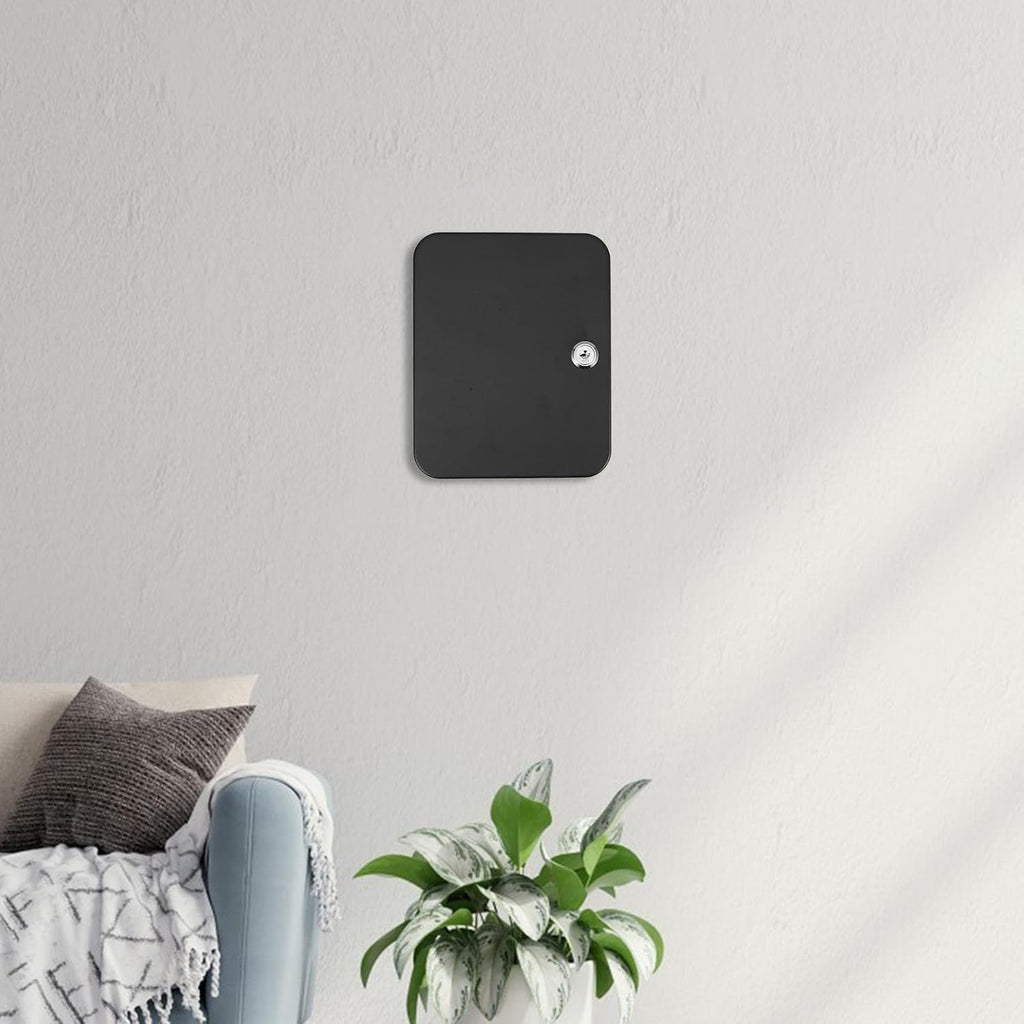 Wall Mounted Key Cabinet with Lock Black 20-Hook Key Storage Organizer for Property Management and Rental for Office