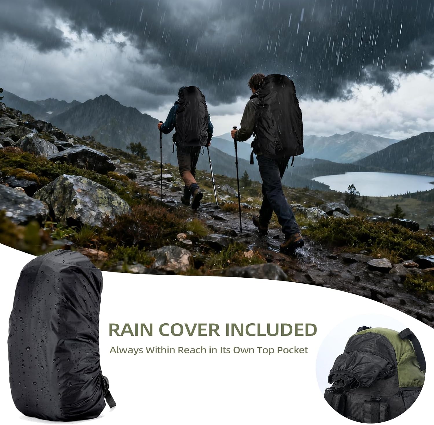 90L Hiking Backpack, Camping Travel Backpack with Rain Cover Lightweight Travel Daypack for Climbing Camping Touring